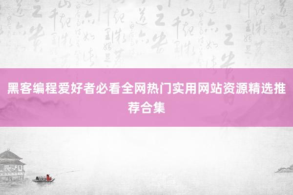 黑客编程爱好者必看全网热门实用网站资源精选推荐合集